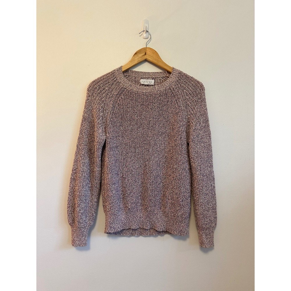 Velvet by Graham & Spencer Pink Marled Cotton Blend Crewneck Sweater | Small
